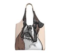 Perro Boxer,Bolsas de mano reutilizables, bolsas de supermercado, bolso de hombro de lona de gran capacidad