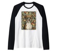 Perro bóxer Brindle Style William Morris Camiseta Manga Raglan