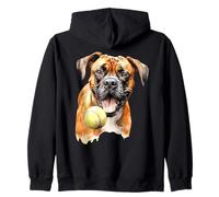 Perro Boxer con Bola Acuarela Sudadera con Capucha