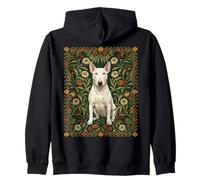 Perro Bull Terrier Blanco Estilo William Morris Floral Sudadera con Capucha