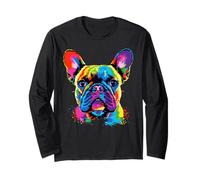 Perro Bulldog Francés Colorido Pop Art Arco Iris Colores Manga Larga