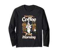 Perro Cachorro Border-Collie Dulce y Taza de café por la mañana Manga Larga
