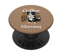 Perro Cachorro Border-Collie Dulce y Taza de café por la mañana PopSockets PopGrip Adhesivo