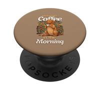 Perro Cachorro de Cabeza Dulce y una Taza de café por la mañana PopSockets PopGrip Adhesivo