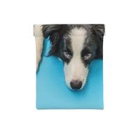 Perro Cachorro Gracioso Border Collie sobre Fondo Azul, Squeeze Top Wallet Bolsa de Almacenamiento para Mujer Monedero pequeño Bolsa de Cambio