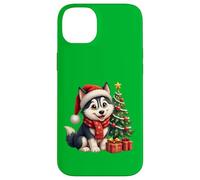 Perro Cachorro Husky Siberiano, Navidad, Sombrero de Papá Noel Carcasa para iPhone 14 Plus