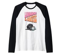 Perro Cachorro Labrador Negro Dulce y Taza de café por la mañana Camiseta Manga Raglan
