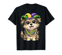 Perro Cachorro Mardi Gras NOLA Party Beads Cute Girls Women Camiseta