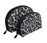 Perro, Cachorro, Pata, Bolsa de Maquillaje de Concha, Monedero pequeño para Mujer, Bolsa de artículos de tocador, Bolsa de cosméticos, 2 Piezas