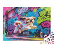 Perro Callejero Graffiti Puzzle de 1000 Piezas Papel para Adultos Arte Urbano Colorido Decoración Hogar Juego Familiar Relajación Regalo 70x50cm/1000pcs