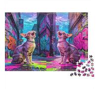 Perro Callejero Graffiti Puzzle de 1000 Piezas Papel Puzzle para Adultos Escena Urbana artística Juego de Puzzle 1000 Piezas Relajación Decoración Regalo 52x38cm/1000pcs