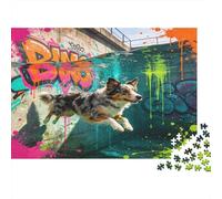 Perro Callejero Urbano Puzzle para Adultos Puzzle de 1000 Piezas Juego de Puzzle Papel Arte Graffiti Decoración Familia Regalo Relax 70x50cm/1000pcs