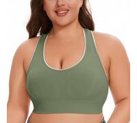 Perro Calor Women's Breathable Plus Size No Underwire No Marks Hollow Bra Thin Yoga Underwear Alto Tamaño Grande, verde, XXL