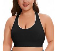 Perro Calor Women's Breathable Plus Size No Underwire No Marks Hollow Bra Thin Yoga Underwear Alto Tamaño Grande, Le Noir, 4X-Large