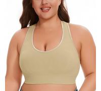 Perro Calor Women's Breathable Plus Size No Underwire No Marks Hollow Bra Thin Yoga Underwear Alto Tamaño Grande, beige, XXX-Large