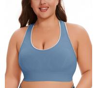 Perro Calor Women's Breathable Plus Size No Underwire No Marks Hollow Bra Thin Yoga Underwear Alto Tamaño Grande, azul, XXL