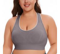 Perro Calor Women's Breathable Plus Size No Underwire No Marks Hollow Bra Thin Yoga Underwear Alto Tamaño Grande, gris, L