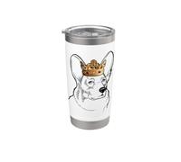 Perro Cardigan Welsh Corgi con corona Vaso térmico de acero inoxidable de doble pared