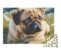 Perro Carlin Puzzle de 1000 Piezas para Adultos Cartón Escena de Césped Juego de Puzzle 1000 Piezas Decoración Regalo 38x26cm/1000pcs