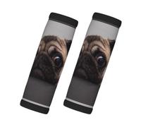 Perro carlino gracioso y codicioso, 2 piezas de fundas para asas de equipaje, cubiertas suaves y cómodas para asas de equipaje. Etiqueta para equipaje.