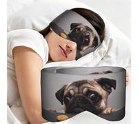 Perro carlino gracioso y codicioso, Antifaz para dormir, ideal para el hogar, viajes y trabajo por turnos. Cubre completamente los ojos y bloquea la luz.