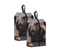 Perro Carlino Gracioso y codicioso， Bolsas de Viaje para Zapatos (Paquete de 2), Bolsas Impermeables para Guardar Zapatos, Organizador de Zapatos para Viajes y hogar.