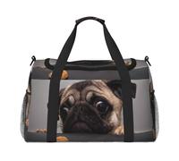 Perro Carlino Gracioso y codicioso,Bolsas Deportivas, Bolsos de Viaje Deportivos Cruzados de Mano, Bolsas de Viaje de Gran Capacidad para Mujeres y Hombres.
