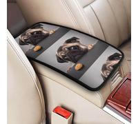 Perro carlino gracioso y codicioso,Funda para reposabrazos de consola central de vehículo, almohadilla suave y cómoda para pasamanos de coche, cojín universal