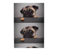 Perro Carlino Gracioso y codicioso, Rompecabezas de 1000 Piezas, Rompecabezas de Madera para Toda la Familia, decoración de Pared para Adultos y Adolescentes.