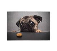 Perro Carlino Gracioso y codicioso, Rompecabezas de 1000 Piezas, Rompecabezas de Madera para Toda la Familia, decoración de Pared para Adultos y Adolescentes.