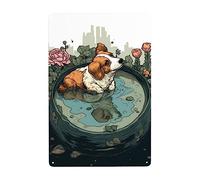Perro Cayó Accidentalmente Al Agua Metal Cartel Decoración Cartel De Chapa Vintage Letrero De Estaño para Baño Cafetería Bar