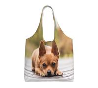 Perro chihuahua,Bolsas de mano reutilizables, bolsas de supermercado, bolso de hombro de lona de gran capacidad