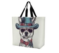 Perro Chihuahua Con Sombrero Bolsa De Compra Plegable Bolso De Compras Moda Bolsas De Compra Para Fitness Trabajo Cotidiana
