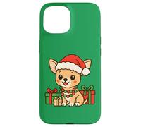 Perro Chihuahua de Navidad, Lindo, Estilo de Dibujos Animados Carcasa para iPhone 15