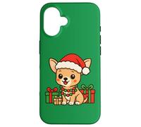 Perro Chihuahua de Navidad, Lindo, Estilo de Dibujos Animados Carcasa para iPhone 16