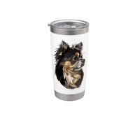 Perro Chihuahua de pelo largo negro y bronceado Amante de Chiwawa Vaso térmico de acero inoxidable de doble pared