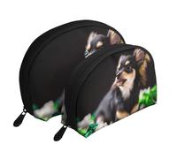 Perro Chihuahua Lindo, Bolsa de Maquillaje de Concha, Monedero pequeño para Mujer, Bolsa de artículos de tocador, Bolsa de cosméticos, 2 Piezas