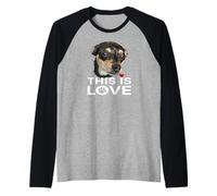 Perro Chihuahua Negro Y Tan Esto Es Amor Perro Chiwawa Camiseta Manga Raglan