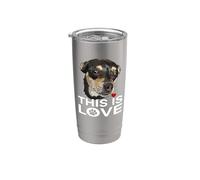Perro Chihuahua Negro Y Tan Esto Es Amor Perro Chiwawa Vaso térmico de acero inoxidable de doble pared