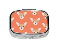 Perro Chihuahua Perros Perro Mascota, Pastillero cuadrado para bolsillo o monedero, pequeño contenedor de pastillas, organizador de pastillas de viaje