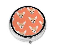 Perro Chihuahua Perros Perro Mascota, Pastillero, Pastillero redondo Pequeño contenedor de pastillas Organizador de pastillas de viaje