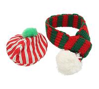 Perro Christmas Hat and Scarf Set | Cozy Knitted Winter Outfit para perros pequeños y medianos | Diseño elástico para un ajuste cómodo | Fiesta de mascotas al aire libre en interiores (Red and Green)