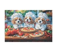 Perro cocinando Pizza en Cocina Puzzles 1000 Piezas Impossible Desafío Rompecabezas para Adultos Aliviar Estrés Decoración Hogar DIY Moderno Portátil 1000 PCS