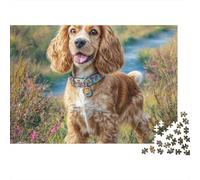 Perro Cocker Spaniel Puzzle de 1000 Piezas para Adultos Prado de Otoño Puzzle para Toda la Familia Ocio Decoración Regalo 70x50cm/1000pcs