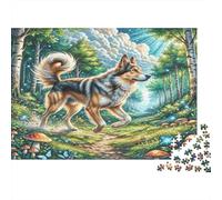 Perro Collie Bosque Puzzle de 1000 Piezas Papel para Adultos Escena Natural Soleada Juego de Puzzle 1000 Piezas Relajación Enfoque Decoración Regalo 52x38cm/1000pcs