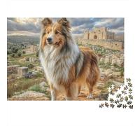 Perro Collie Puzzle de 1000 Piezas Papel Puzzle para Adultos Ruinas Antiguas Juego de Puzzle 1000 Piezas Decoración Regalo 38x26cm/1000pcs