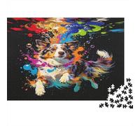 Perro Colorido Arte Puzzle de 1000 Piezas Puzzle para Adultos Papel Juego de Puzzle 1000 Piezas Creativo Relajación Enfoque Decoración Familiar Regalo 38x26cm/1000pcs