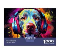 Perro Colorido Escuchando 1000 Piezas Puzzle Puzzle Premium, Cartón Extra Grueso - Favorito De Coleccionistas, Relajación, Regalo Genial para Viajes O Fiestas 70x50cm/1000pcs