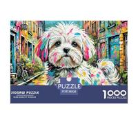 Perro Colorido Puzzle de 1000 Piezas Papel para Adultos Estilo Arte Callejero Decoración Familiar Relajante Regalo 38x26cm/1000pcs