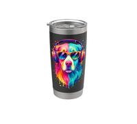 Perro con auriculares y gafas de sol EDM Rave Design Vaso térmico de acero inoxidable de doble pared